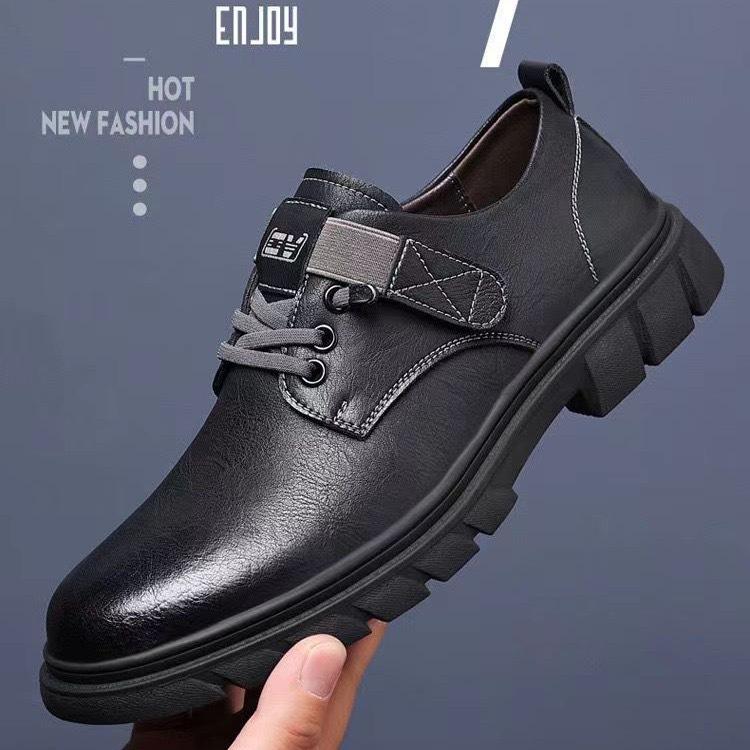 

Leather shoes men s breathable trend versatile business casual leather shoes lace-up soft sole comfortable low-top work 44 [Standard code]