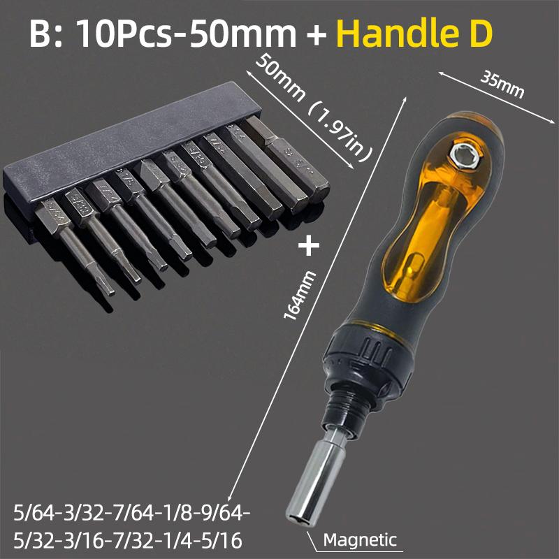 

Имперские 50 мм шестигранные головки шестигранных ключей Насадки для отвертки Магнитные 5/64-5/16 Набор насадок для отвертки и дрели Трещоточный ключ Ручные инструменты