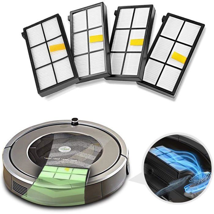 Kit accessoires - AIMOONSA - iRobot Roomba 800/900 - 4 filtres - 2 rouleaux caoutchouc - 4 brosses latérales