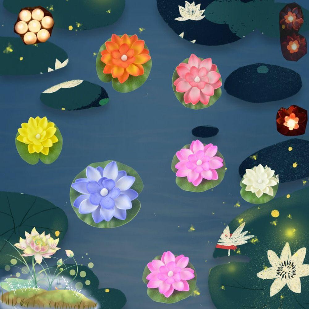 Wasserdichte Schwimmende Wasserkübel Lotuslampe Schwimmende Induktions-Lotus-Wunschlampe Garten