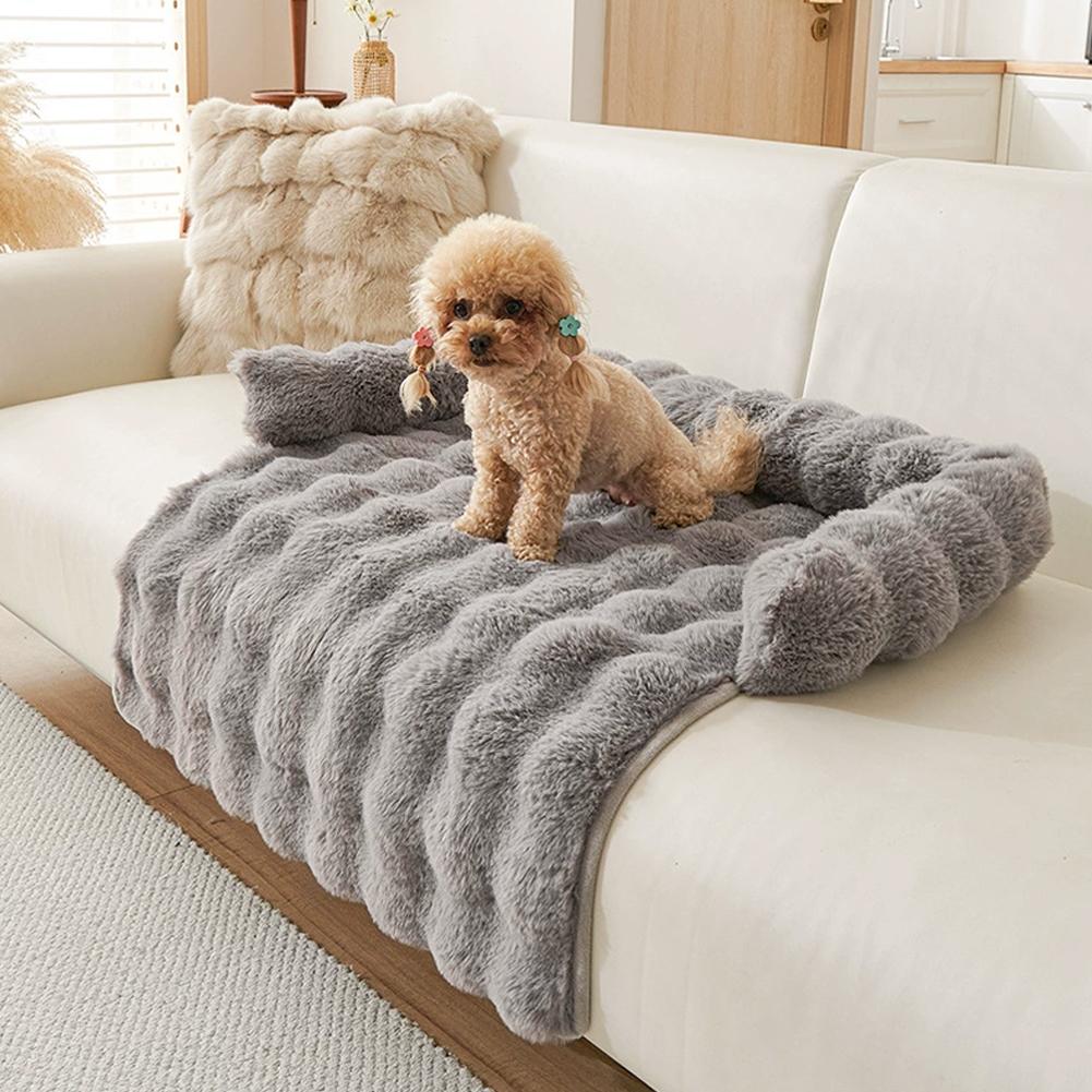 Winter Warm Calming Dog Bed Sofa Couch Cover Super Soft Plush Pet Blanket Mat for Small Medium Large Dogs Washable Cat Nest Cama