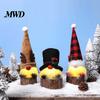 Winter Festival Decorations Christmas Gnome Figurine, Snowflake Knit Hat LED Light Up Rudolph Living Room Wall Decor Doll, Nordic Noel Plush Ornament