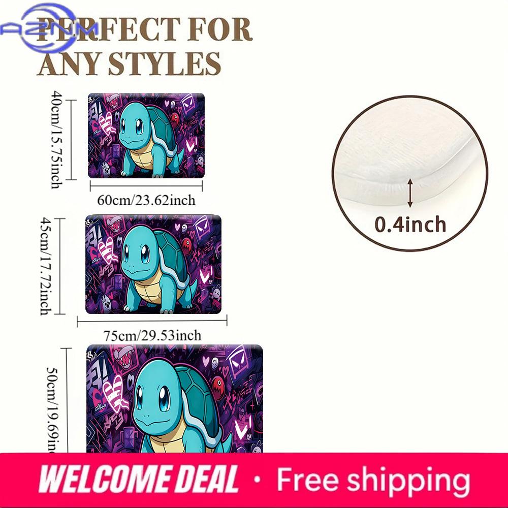 Pokemon Squirtle Graffiti Print Non-Slip Doormat for Home Decor
