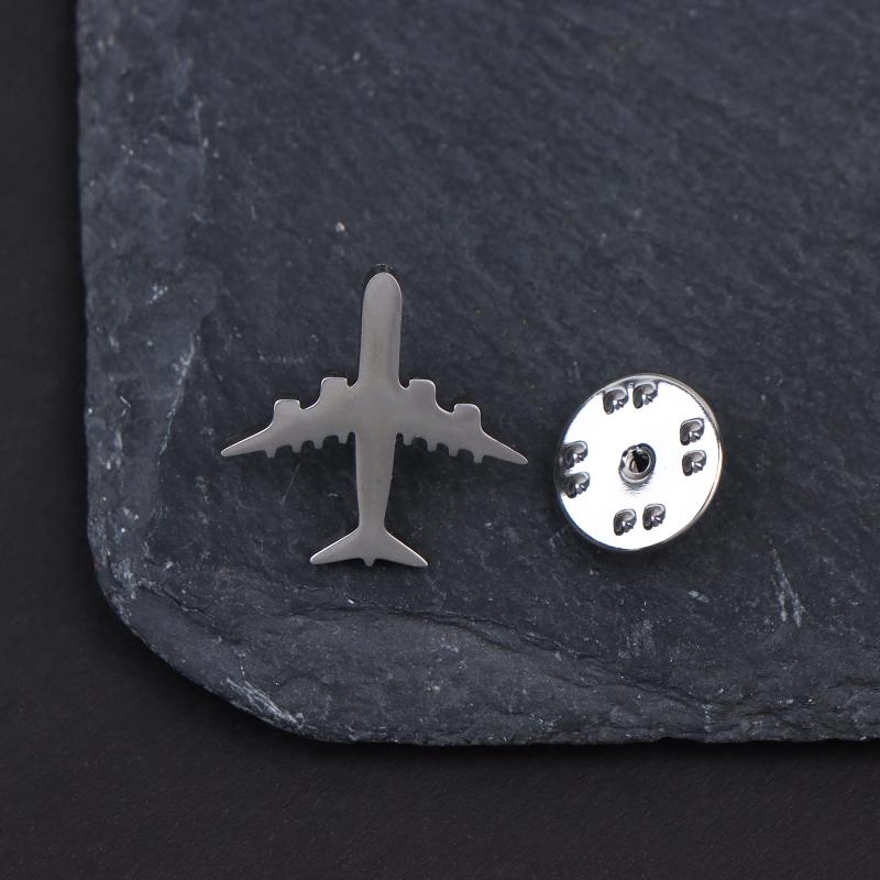 

Stainless Steel Trendy Plane Lapel Pins Brooch For Women Men Cute Suit Collar Badges Jewelry Wholesale 2026 New Gifts серебряный