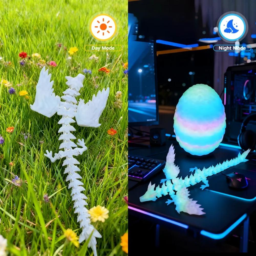 3D-gedruckter Drache Bunter Edelstein Drachenfiguren Bewegliches Gelenk Drehbar Gelenkige Drachen-Bastelarbeiten Schreibtisch Westliche Actionfigur