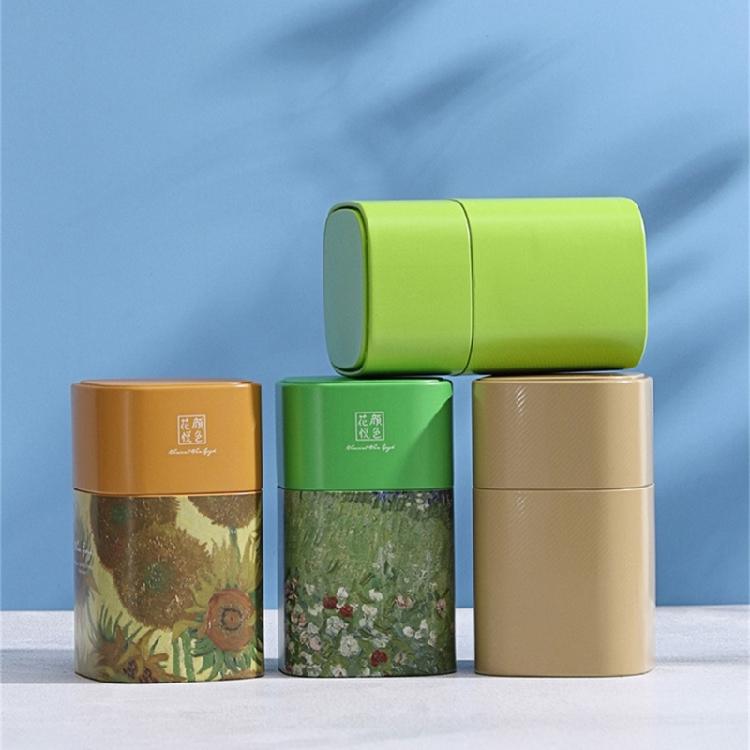 Loose Tea Storage Oil Painting Pattern Coffee Storage Container Tea Canister Can
