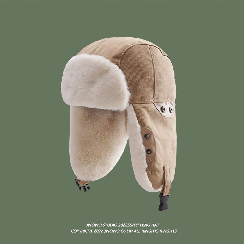 Lei Feng Winter Hat: Men & Women's Thick, Warm, Velvet-Lined Ski Beanie with Ear Protection for Cold-Weather Riding.