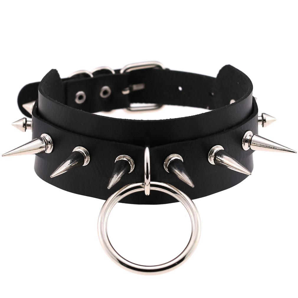 DIEZI Punk Black Lace Leather Choker Torques Necklace For Women Men Harajuku Gothic Sexy Cirle Heart Collar Necklace Jewelry