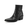 New Women's Leather Knight Boots Versatile Medium Heel Large Size Women's Boots Square Heel Pointed Rubber Soft Sole Cowhide Medium Boots