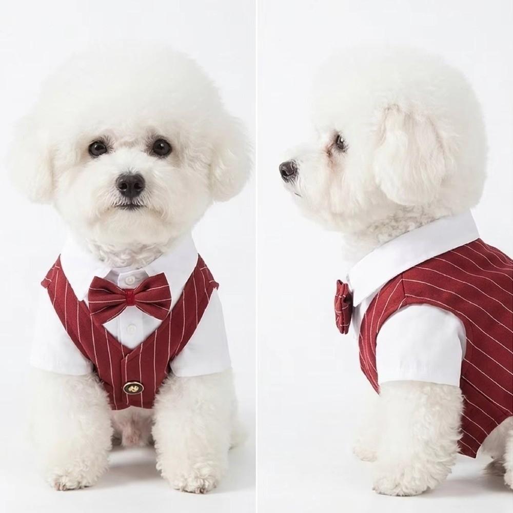 Button Closure Dog Wedding Suit Lightweight Small Dog Clothes Elegant Dog Costume Vest  Party