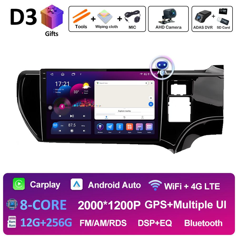 Android Auto Wireless Carplay For Toyota Aqua 2011 2012 2013 - 2017 Bluetooth Car Multimedia Video Radio Player Accessories WIFI