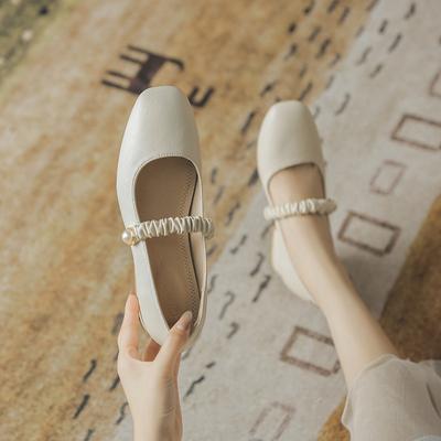 Scarpe a tacco alto da fata, scarpe Mary Jane estive da donna, primavera 2025, nuove scarpe con scollo basso e punta quadrata, stile delicato, tacco basso, tacco spesso
