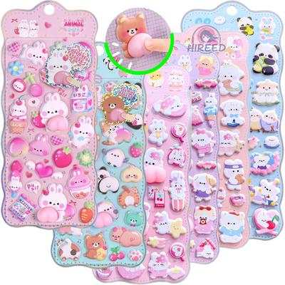 Conjunto de 3 Adesivos Decorativos 3D de Bumbum Squishy Bumbum Brilhante para Meninas, Materiais para Artesanato Squishy para Crianças e Adultos, Adesivos de 6 Peças, Adesivos, DIY, Recompensa,