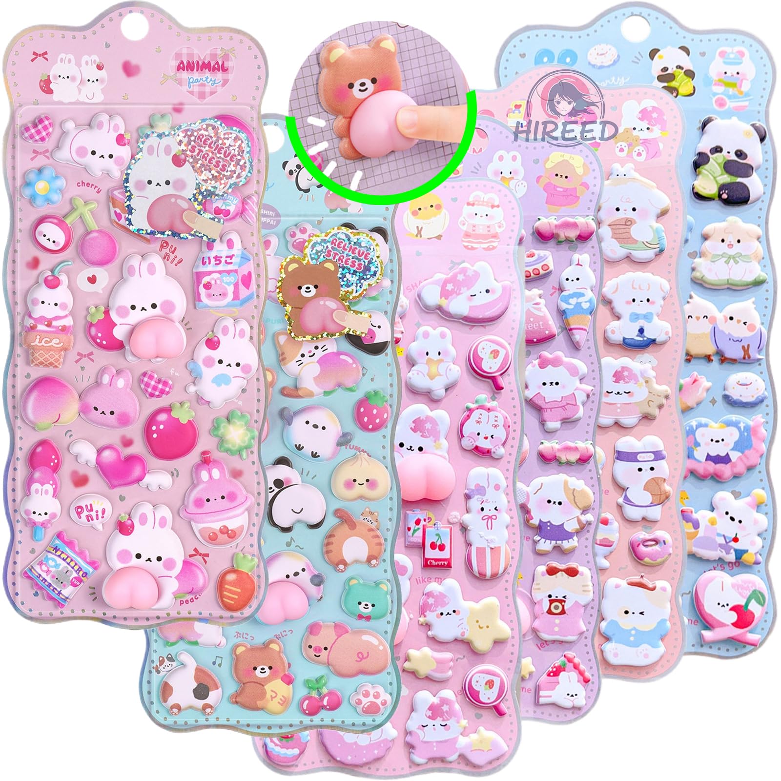 Набор 3D-стикеров «Попа» блестящие для девочек, для поделок из сквиши, для детей и взрослых, 6 штук, Стикеры, DIY, Награда,