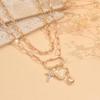European & American Multi-Pendant Rhinestone Heart Necklace