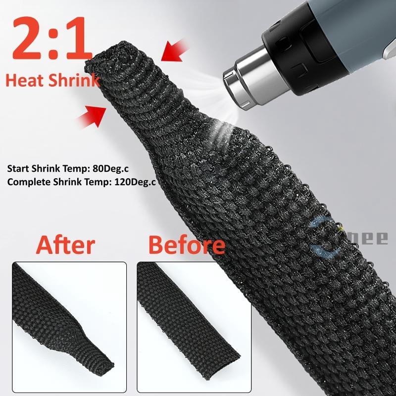 Braided Cable Sleeve Heat Shrink Tube 6/8/10/12mm Insulation Flam Retardant PET Auto Line Organizer Wire Wrap Sheath Protection