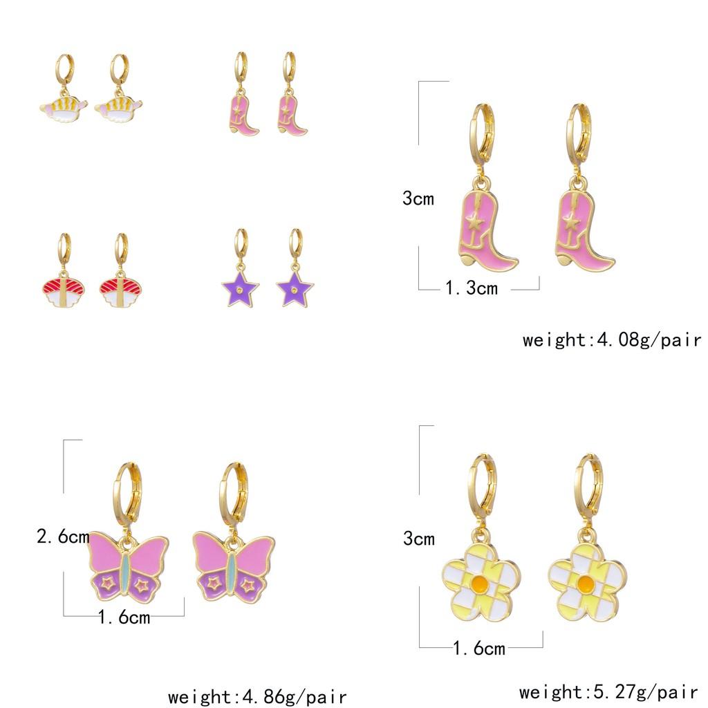 Trendy Alloy Rose Butterfly Cloud Earrings Fashionable Geometric Shapes For Street Style Photography