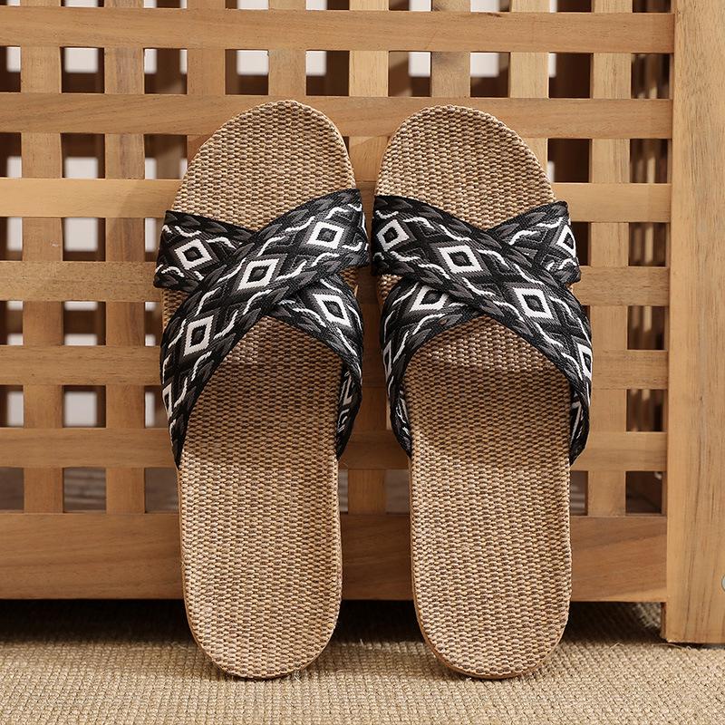 Women's Breathable Non-slip Linen Indoor Slippers - Summer Cotton Casual Sandals