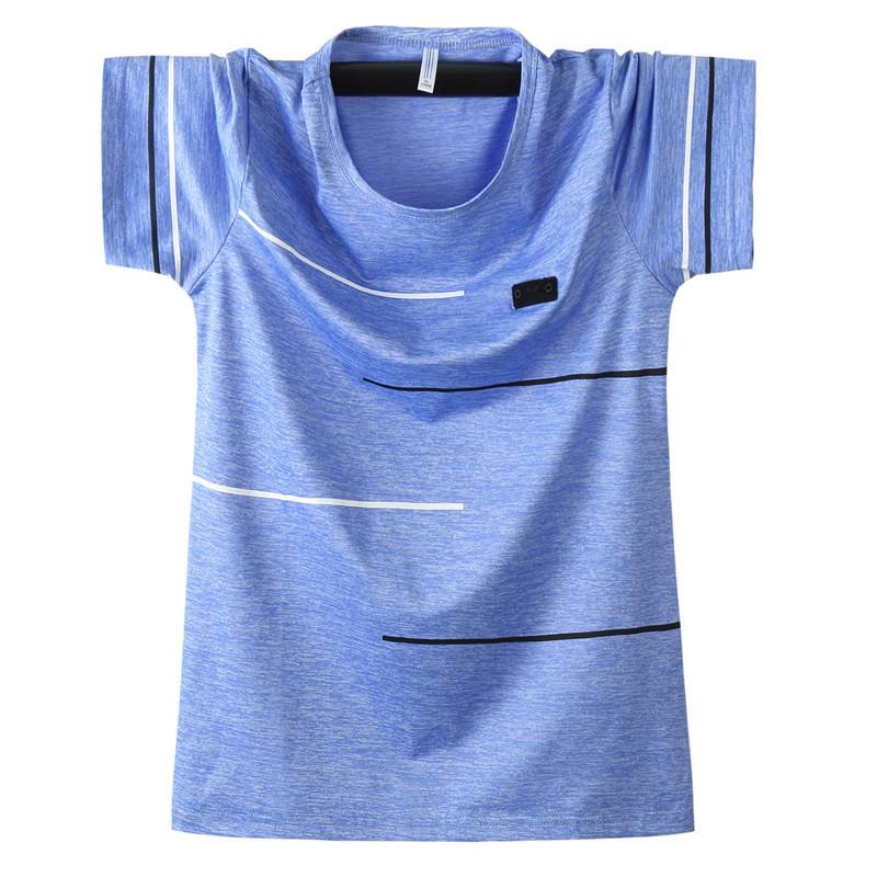 Stor Størrelse Sommer Tynn Iskald Silke Hurtigtørkende Kortermet T-skjorte for Herre Genser Slim Fit Rund Hals Halv Erm