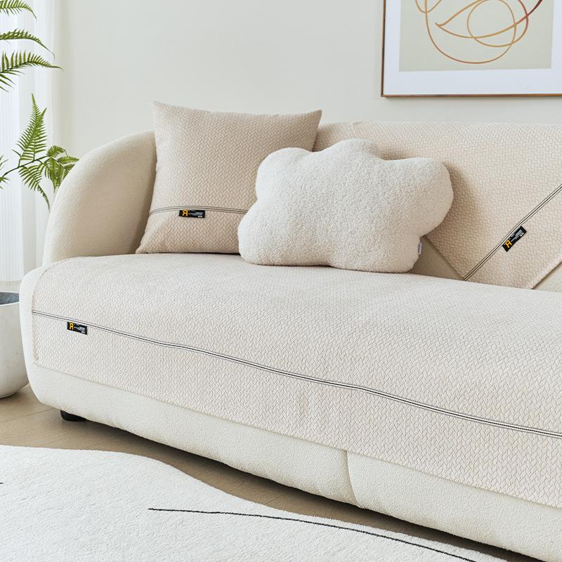 Sofa Cushion Four Seasons Universal Nordic Simple Milky White Sofa Cover Towel Backrest Armrest Chenille Sofa Cover