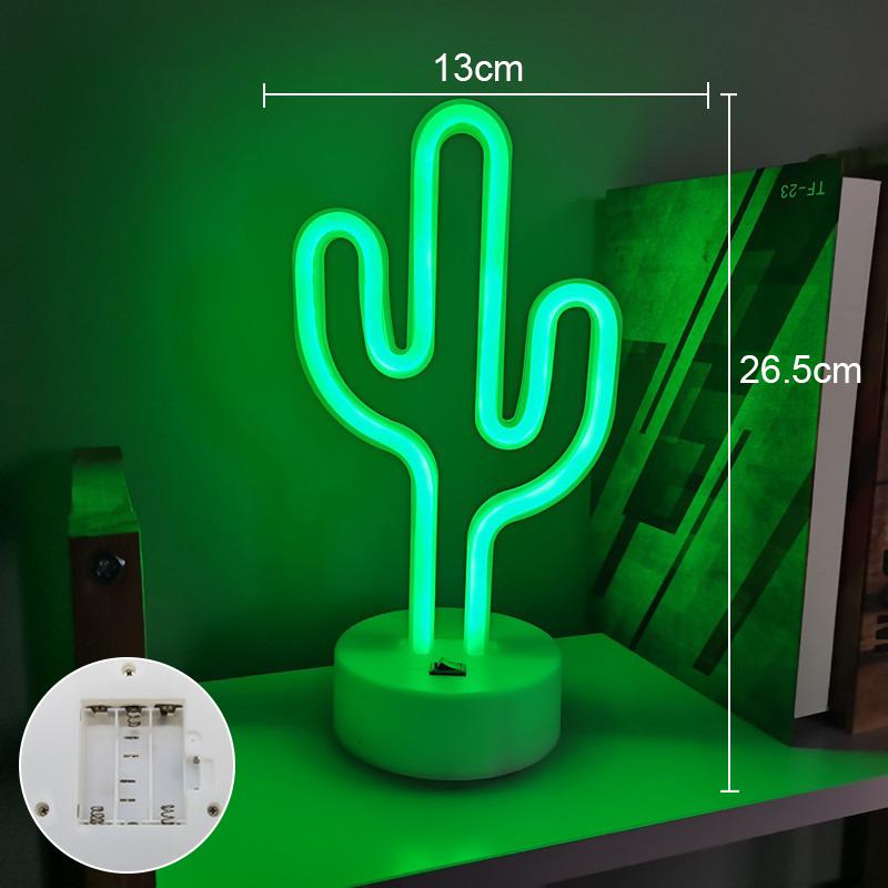 

LED Table Lamp Cactus Vibrant neon lights Battery/USB Bedroom Birthday Wedding Christmas Tree Party Decoration Gifts for Boys USB and Battery