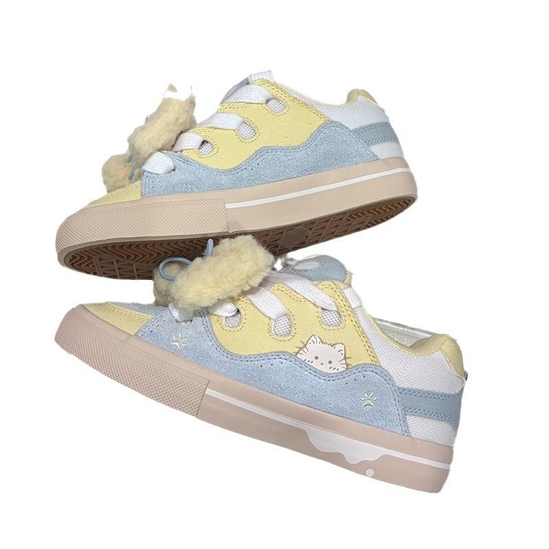 Cream Bow Bread Shoes Women's Autumn New National Campus Versatile Platform Super Soft Board Shoes Flat Shoes