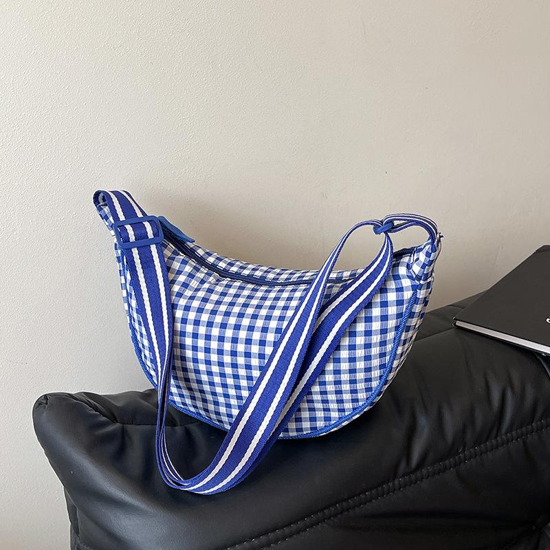 2025 summer new messenger bag women's daily fashion casual versatile shoulder bag plaid dumpling bag
