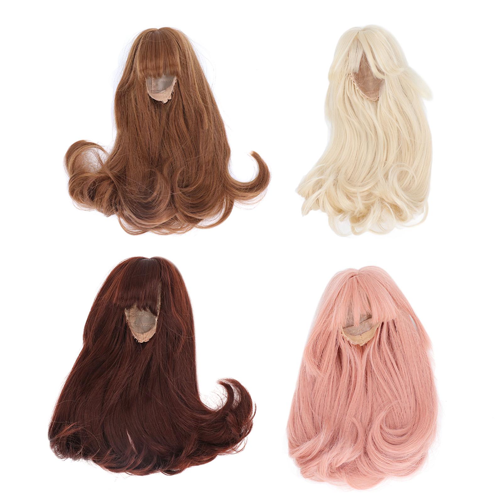 

Toy Doll Head Wig Mesh Cloth Blunt Bangs Long Fake Hair for DIY Simulation Doll Modeling Light Brown