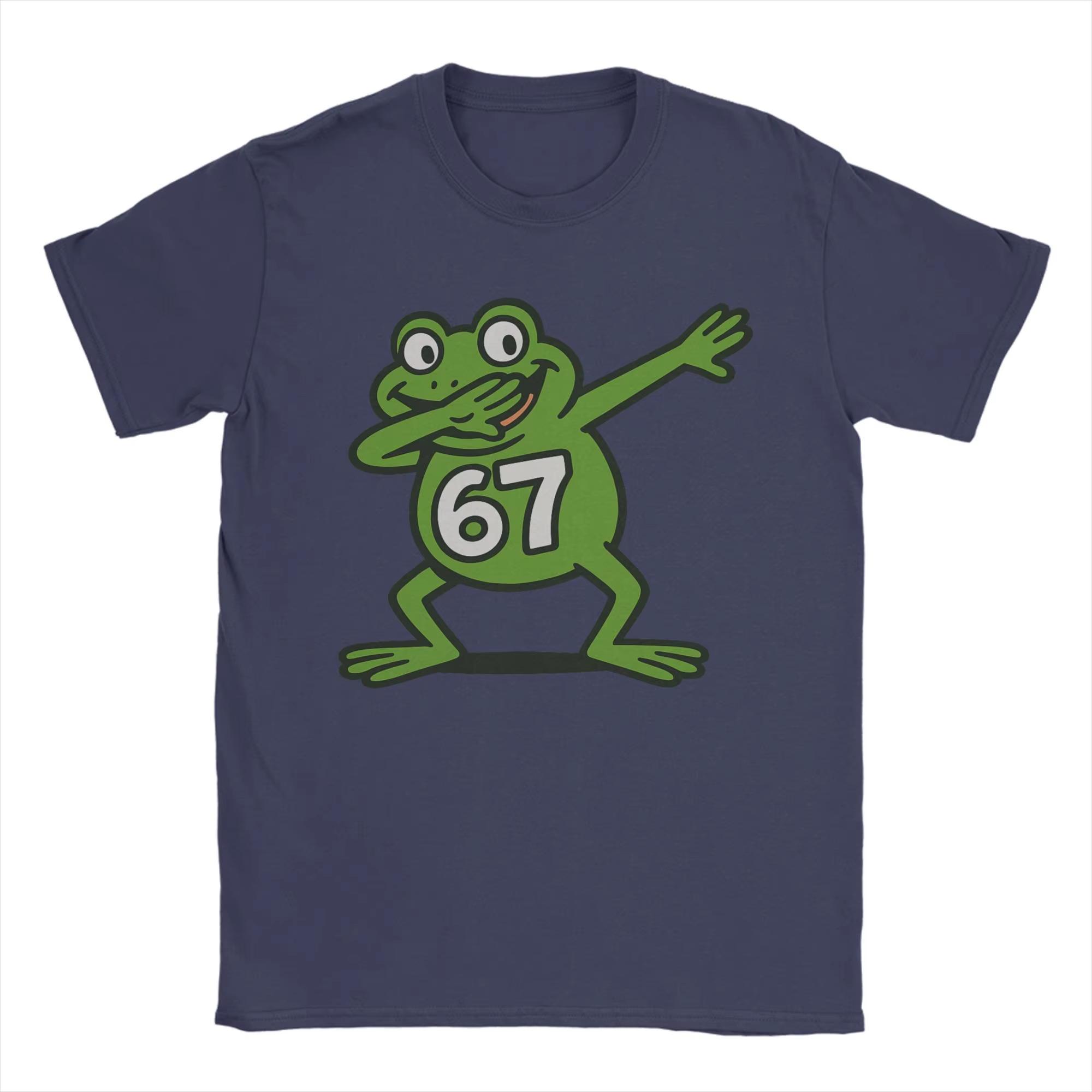 

Men T-Shirts Dabbing Frog 67 Meme Vintage Pure Cotton Tees Short Sleeve T Shirts Crew Neck Clothes Summer 4XL