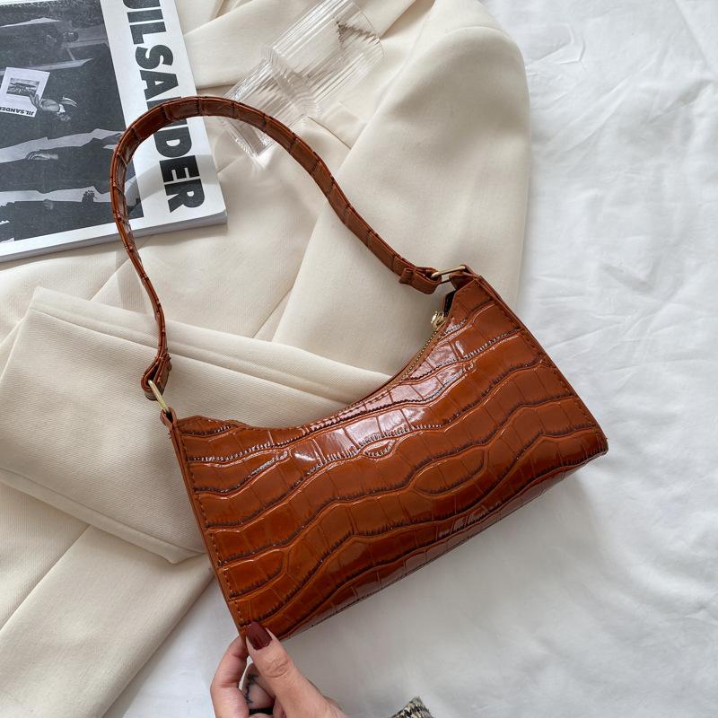 Solid Color Pu Leather Women'S Underarm Bag For Female Retro Casual Shoulder Bag Tote Clutch Purse Banquet Handbag