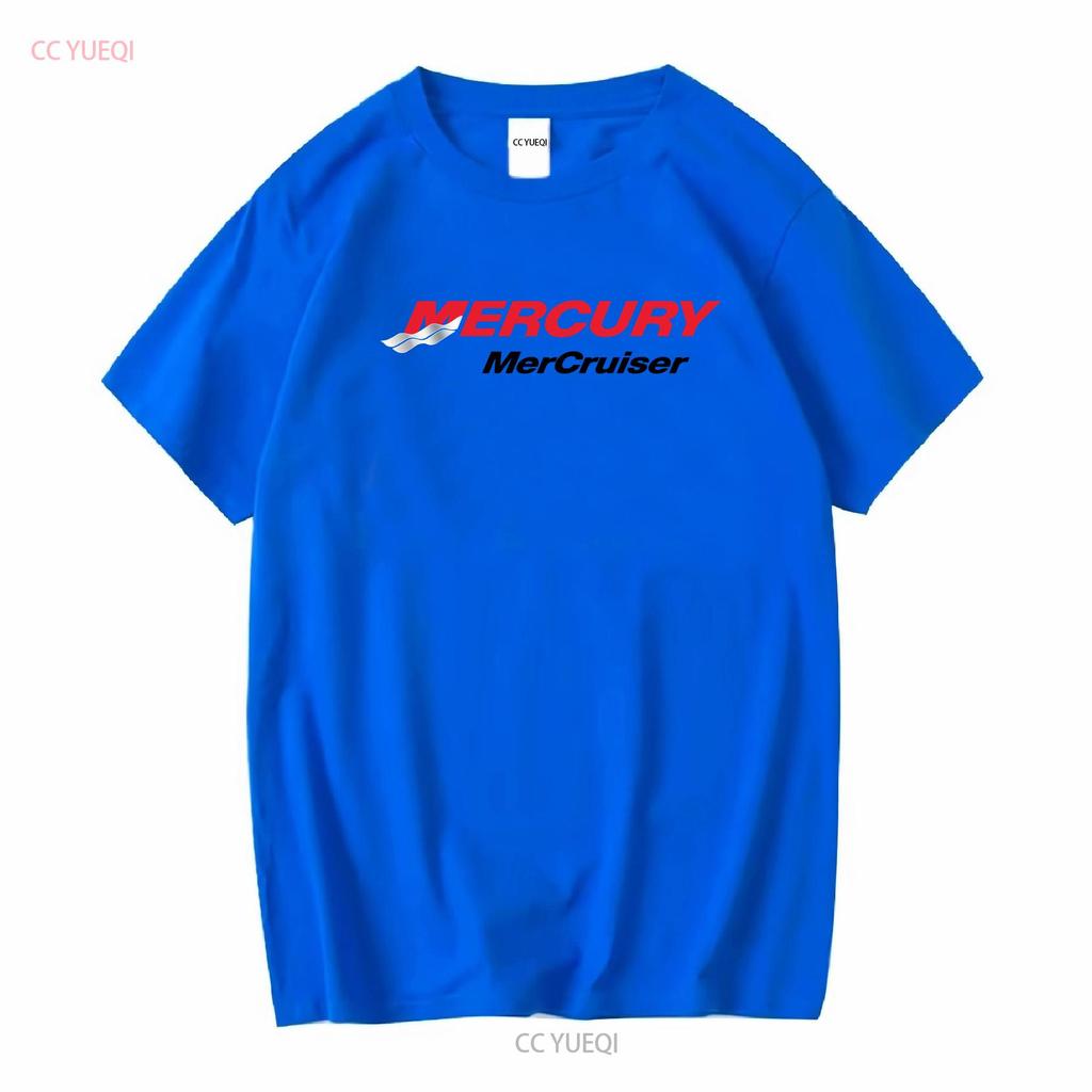 Mercury MerCruiser Outboard Motor Logo White T Shirt Boating Long or Short Sleeves Vintage Washed Soft Top For Everyday Wear