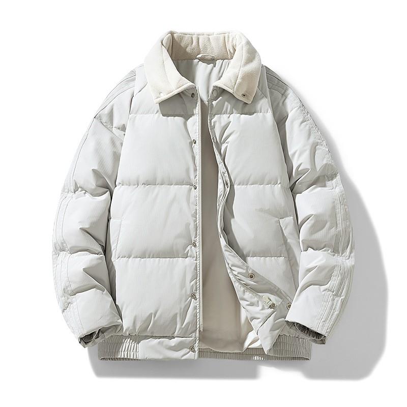Herren Winter Daunenjacke 90% Weiße Ente Warm Lockerer Schnitt Neutraler Stil Ohne Kapuze Reversmantel Tägliche Kleidung