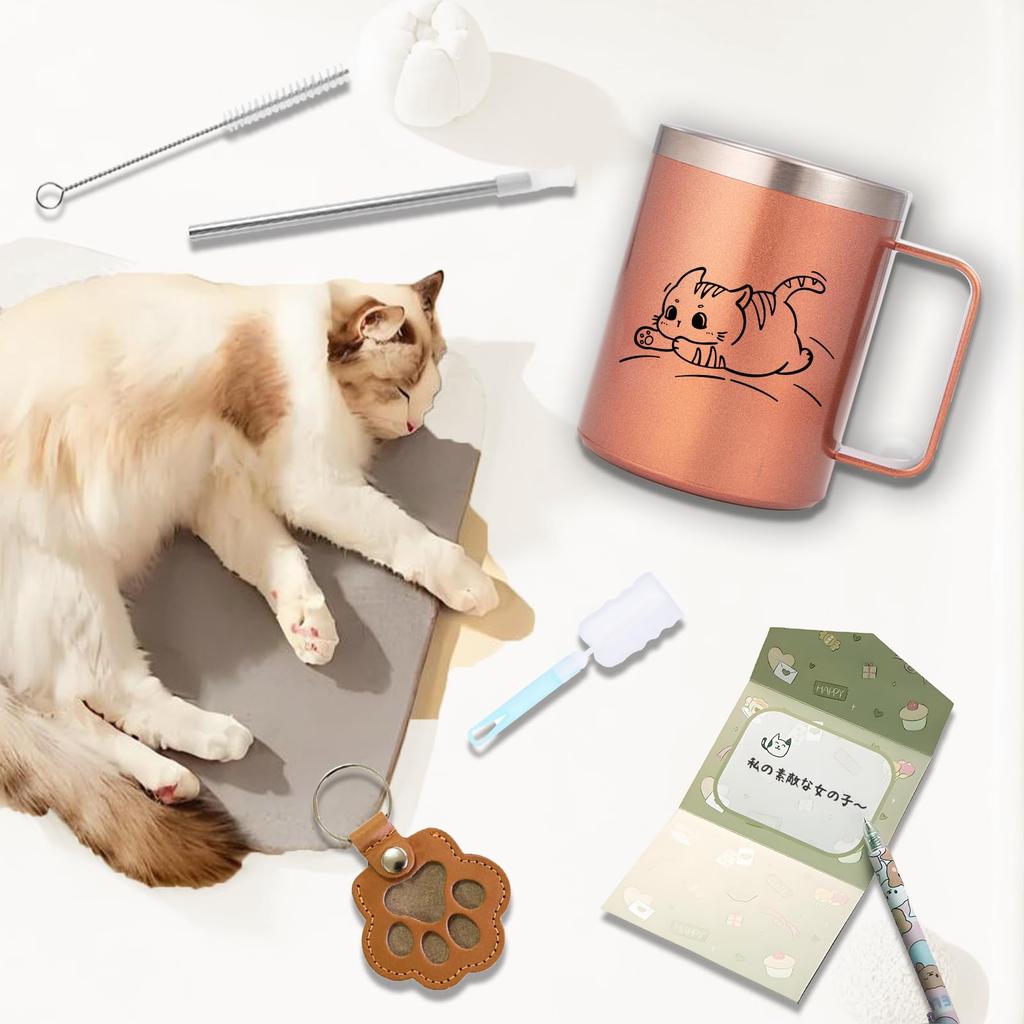 FILLING LUCK Cat Gifts for Women, Cute Cat Mug, Birthday Gift for Mother, Wife, Female Friend, Popular Gift, Cat Design, Handle, Insulates Hot or