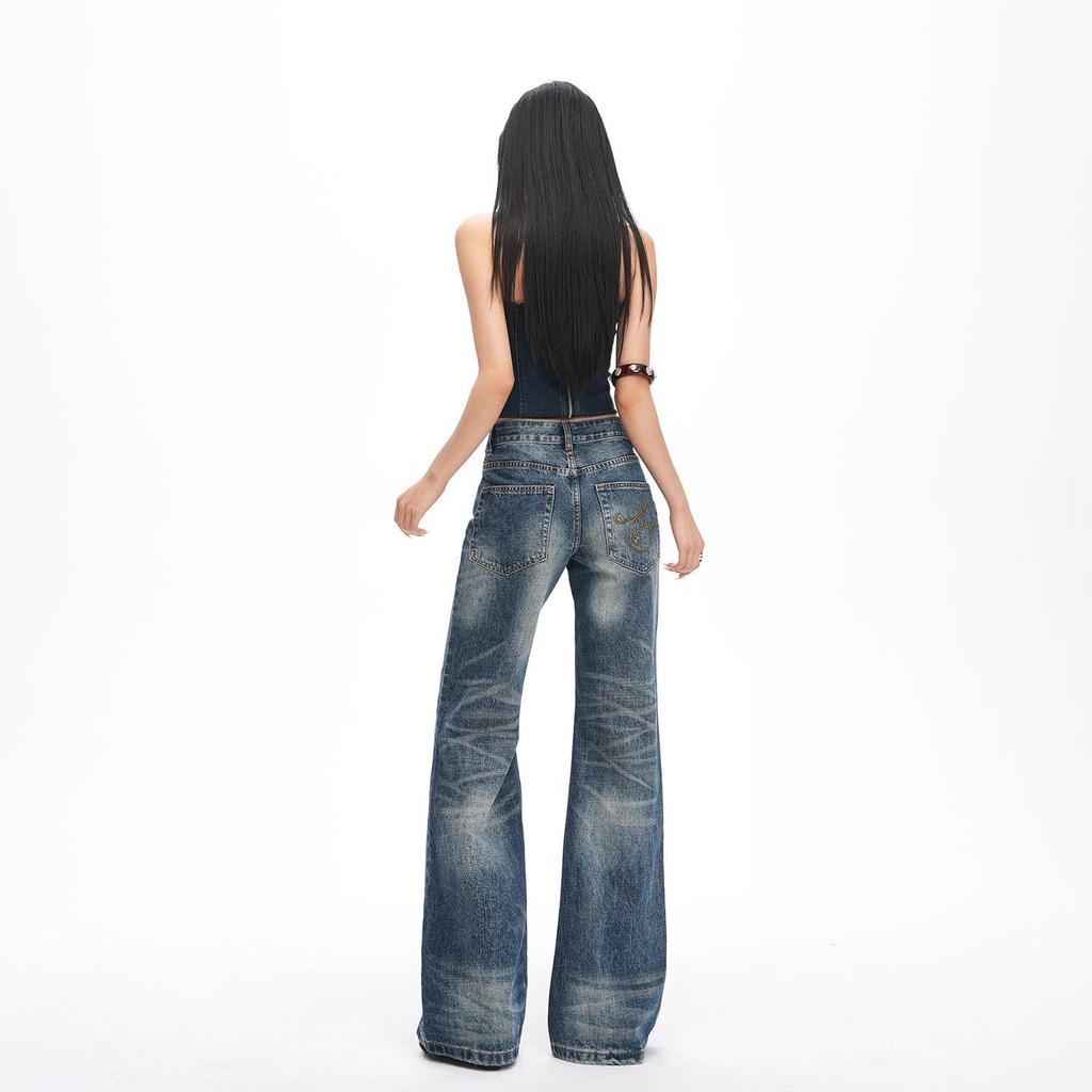 Women's Retro Low-Waist Micro-Flare Jeans - Slimming & Loose Fit for Spring/Autumn 2026