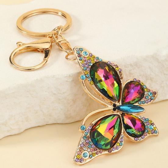 Light Luxury Butterfly Keychain Crystal Pendant Rhinestone Butterfly Keychain Colorful Diamond Butterfly Pendant Sparkling Bag Charm Gift for Women