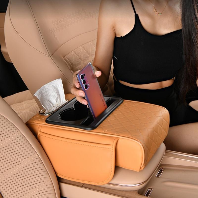 Car Armrest Storage Box Universal Fit Center Console Organizer Space Saver for Smartphones Coins Keys