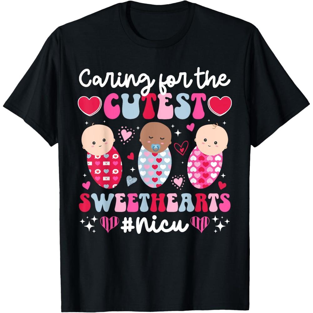 NICU Nurse Valentine NICU Nursing Valentines Day Cotton Men T Shirt 4XL