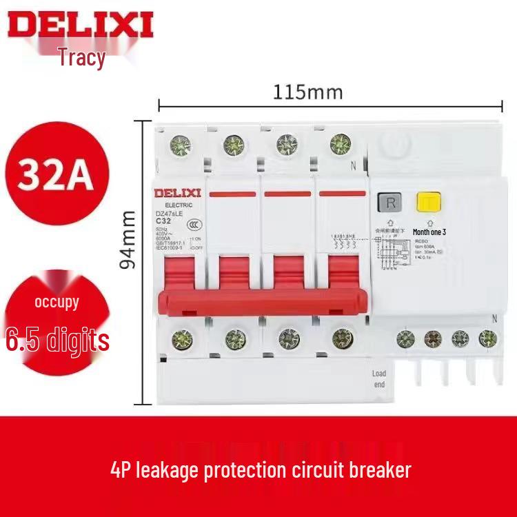 Delixi DZ47sLE Air Switch Circuit Breaker with Leakage Protection (1-4P, Single/Three-Phase, N)