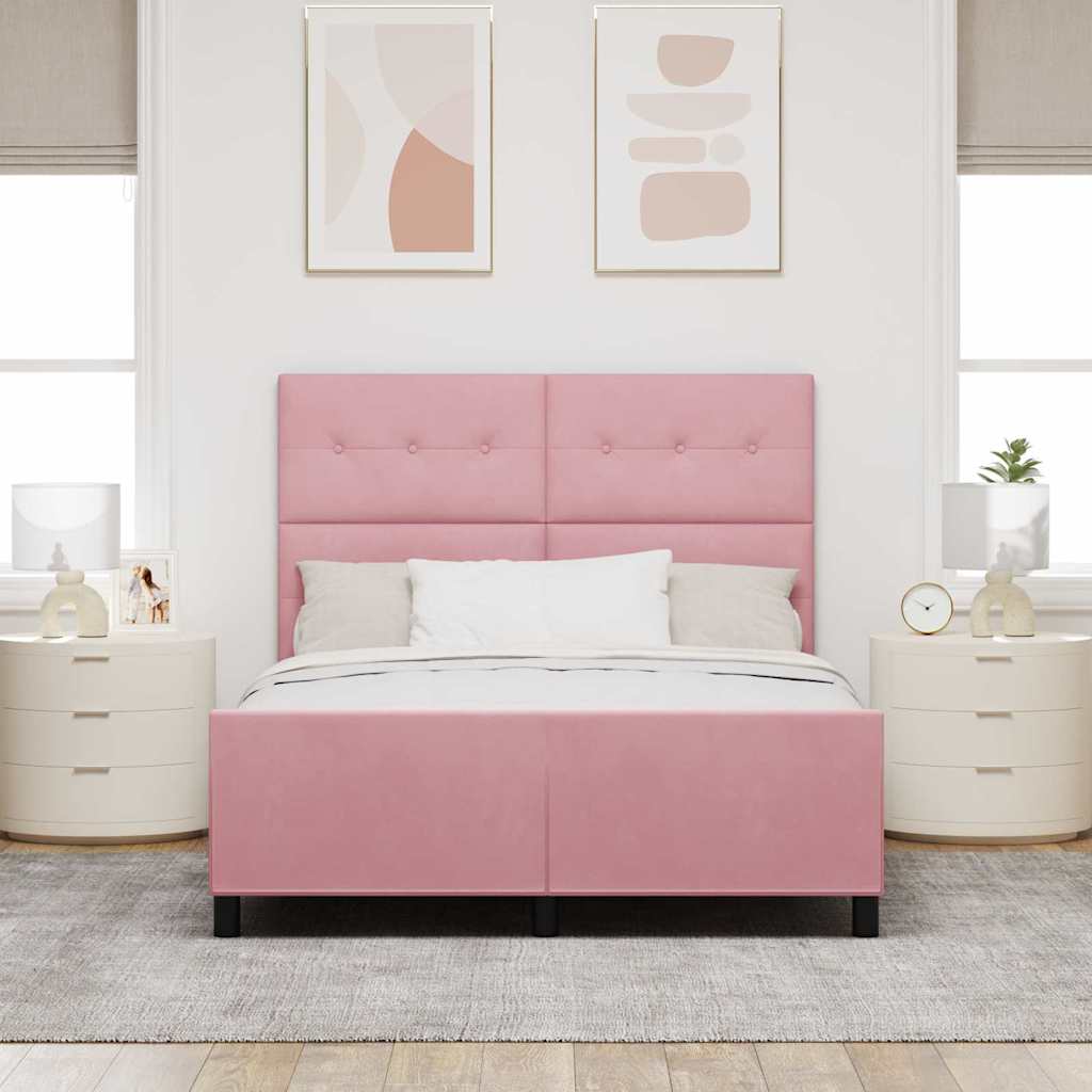 Pink Box Spring Bed with Headboard 140 x 200 cm Velvet