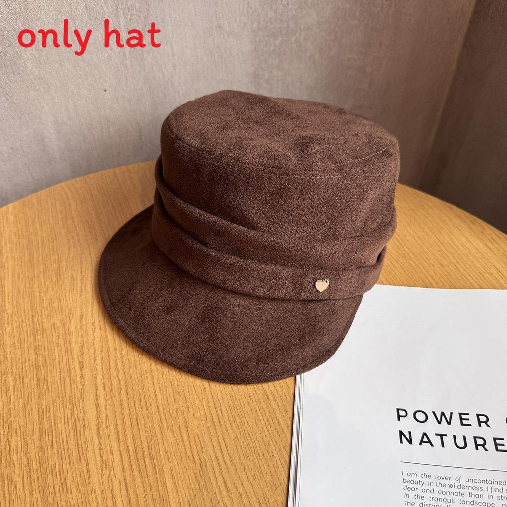 Women Solid Fashion Color Suede Flat Top Hat For Autumn And Wearing Winter
