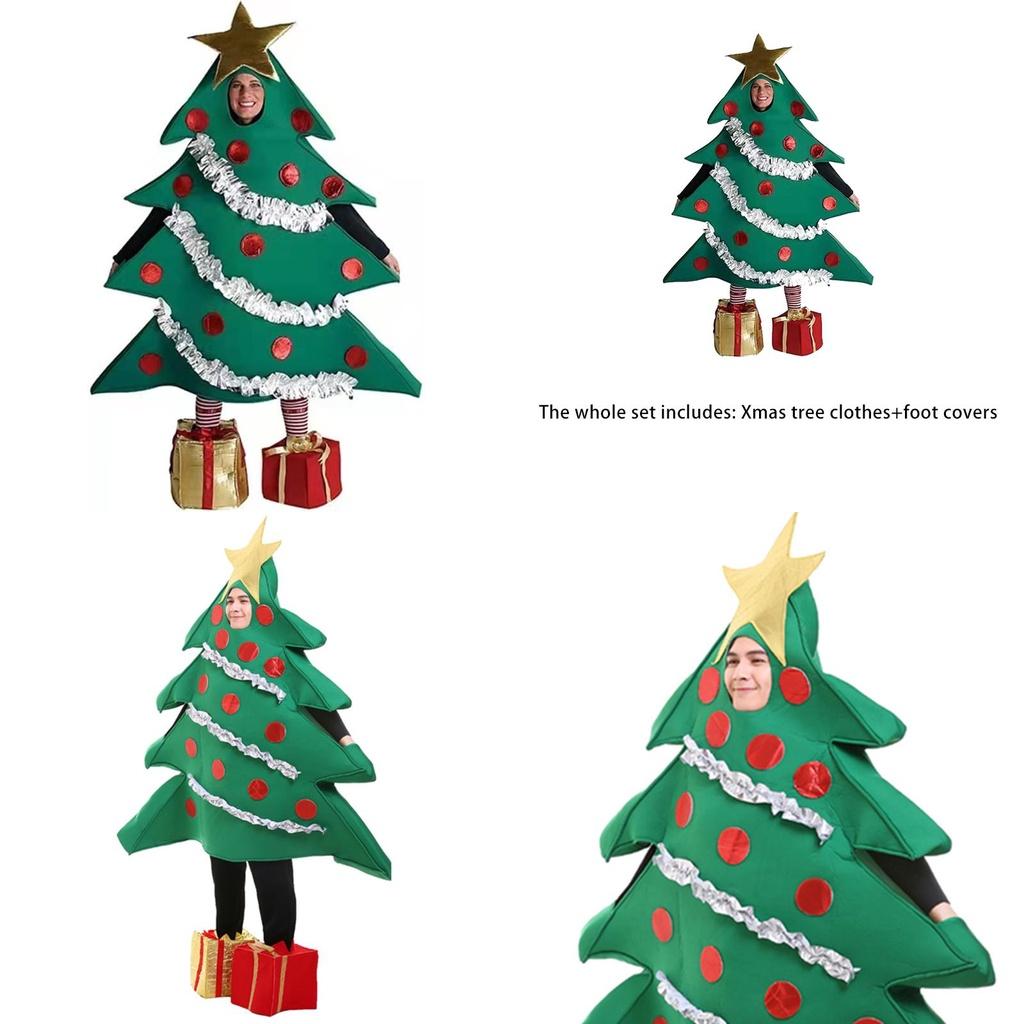 Festive Unisex Christmas Tree Cosplay Costume Funny Clothes Suit Xmas Fancy Dress Party Adults