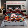 3pcs Christmas Bedding Set - Santa & Snowman Print Duvet Cover and Pillowcases, Breathable Polyester, Machine Washable