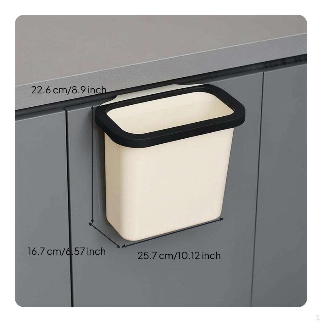 WallMounted Trash Can, Hanging Kitchen Waste Bin, SpaceSaving, cream Small