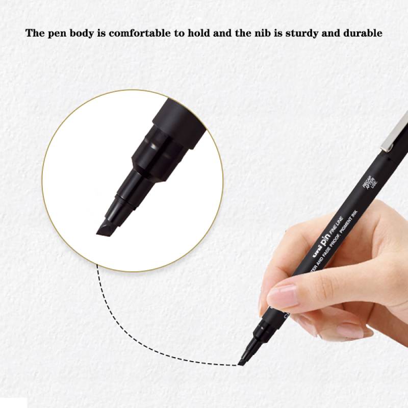 Uni Fineliner Zeichenstift für Skizze Anime Manga Haken, PIN-200 Wasserbasis Wasserdicht Verschiedene Unterschiedliche Strichstärken Kalibrierter Marker