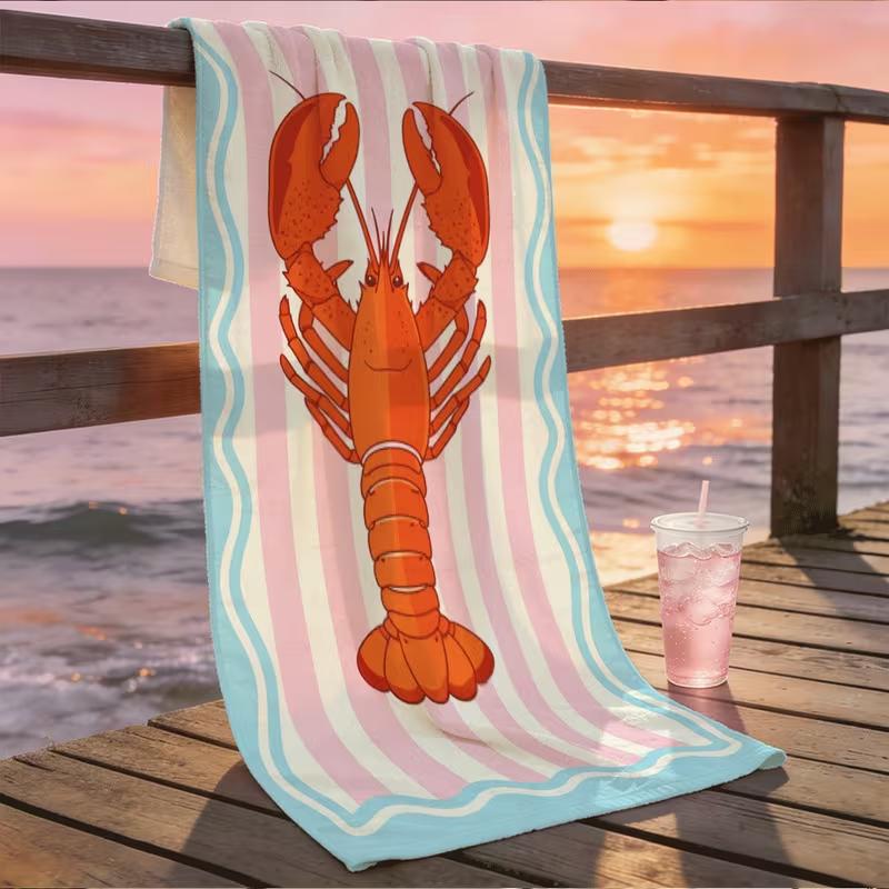 Red Cherry Blue White Stripe Beach Towel Sand Free Quick Dry Cute Fruit Beach Blanket for Camping Summer Vacation Beach