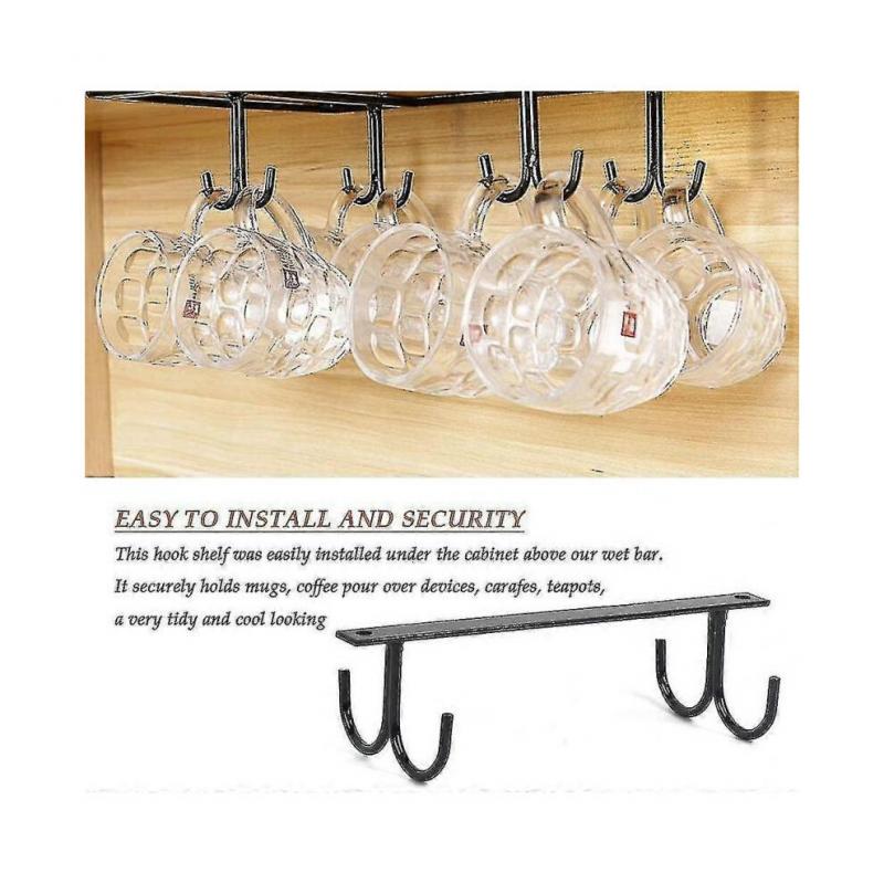 3-piece cup rack, country-style under-cabinet cup rack with 12 hooks, suitable for holding mugs, coffee cups, beer glasses, and kitchen utensils