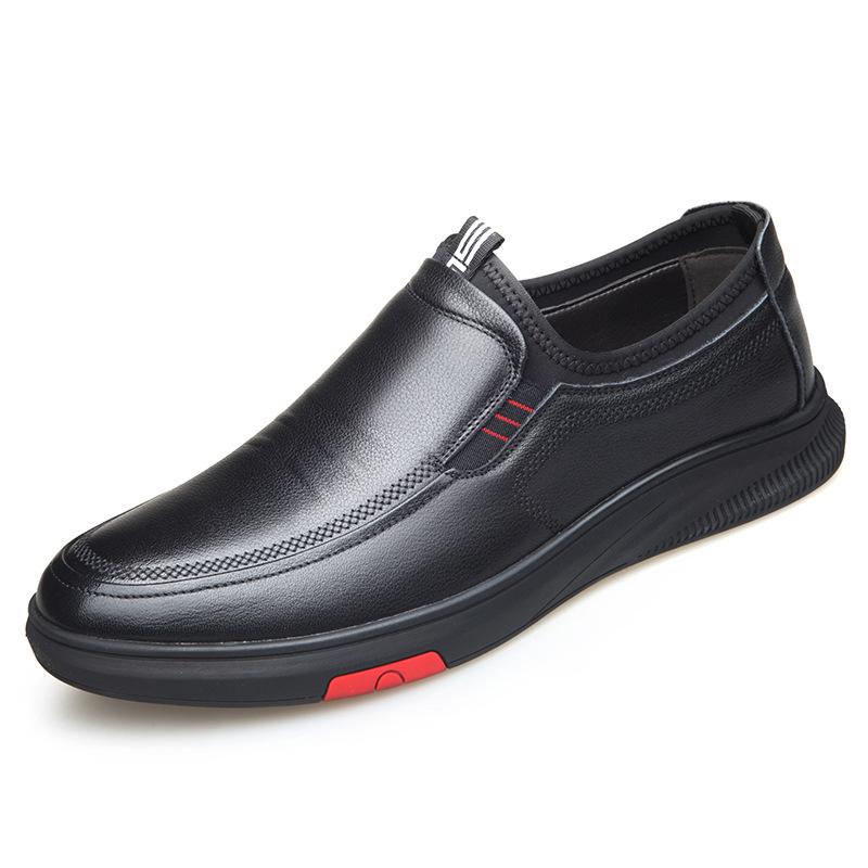 

Sleeve casual leather shoes men s autumn 2025 new casual shoes soft leather trend breathable soft sole 38 чёрный
