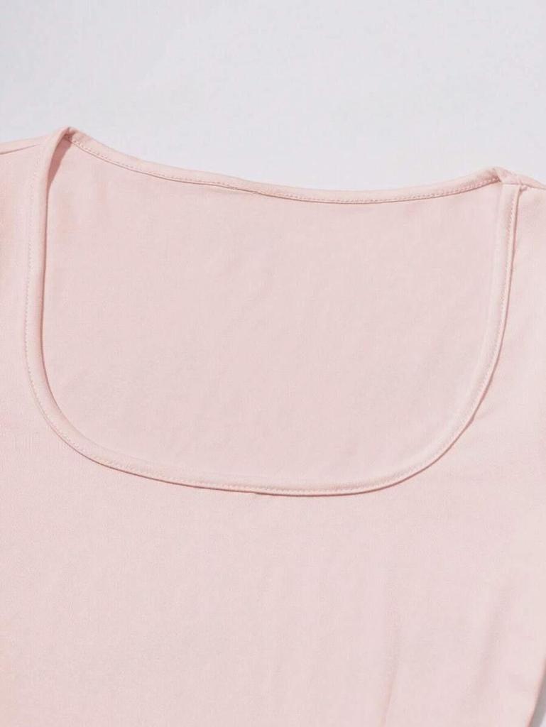 2024 Women's Y2K Slimming Solid Color U-Neck Long-Sleeve Top