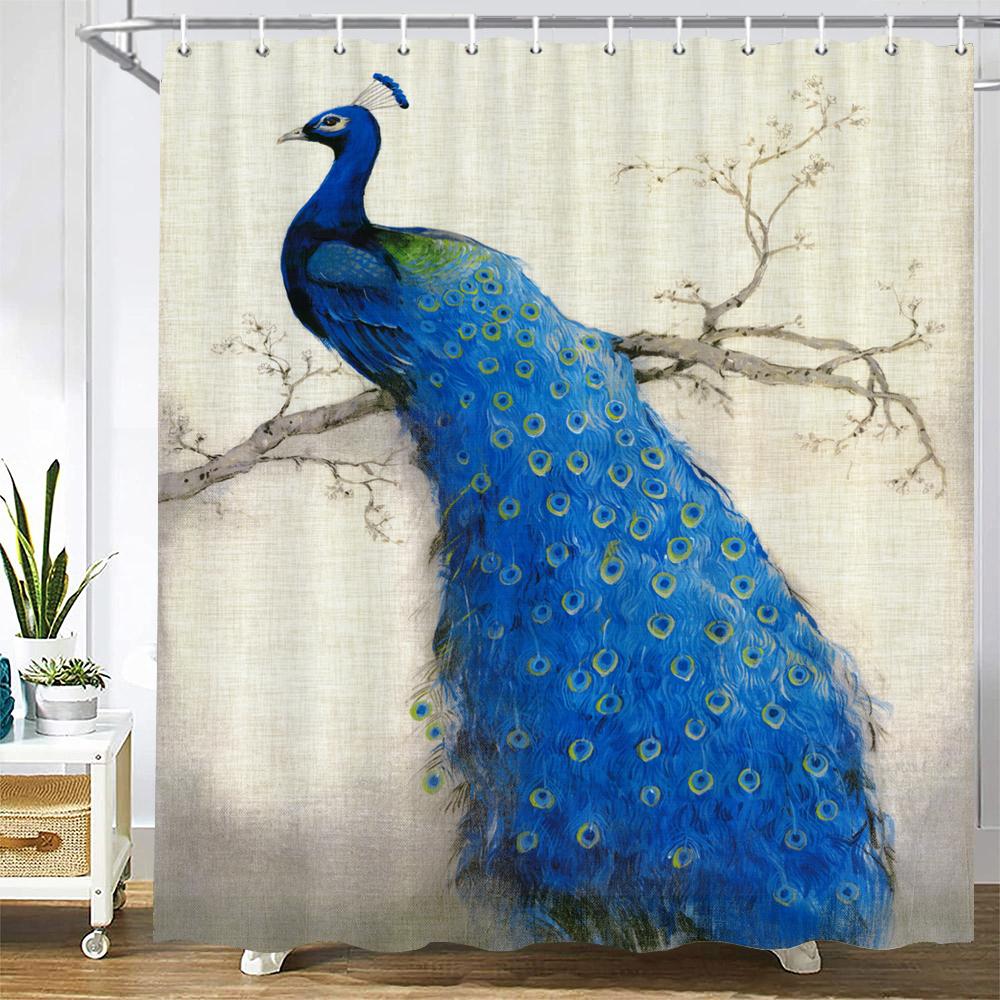 3D Flowers And Birds Peacocks Shower Curtain Waterproof Bathroom Curtains Polyester Home Decor Curtain With Hook Curtain