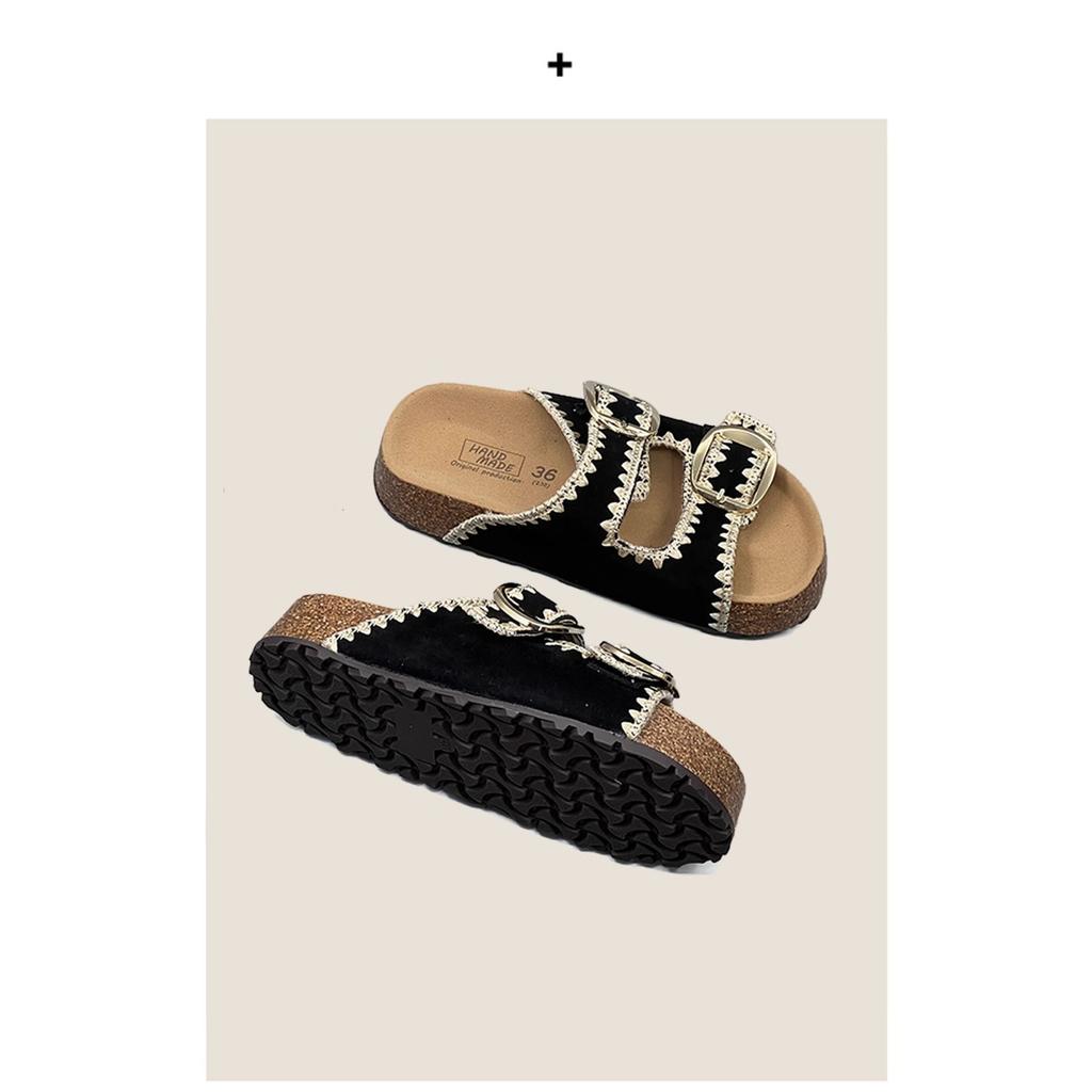 The Small Man Is Angry and Increases by 4CM! Mint Milk Green~ Thick-bottomed Cool Slippers, New One-word Slippers for Women